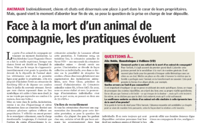 “Face à la mort d’un animal de compagnie, les pratiques évoluent” – article de presse